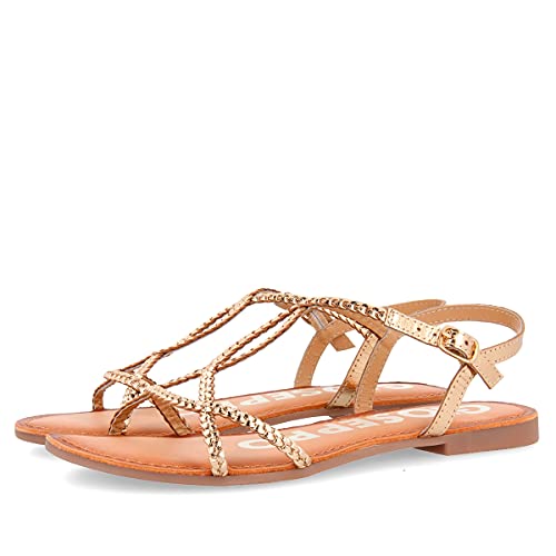 Sandalias doradas tiras hot sale