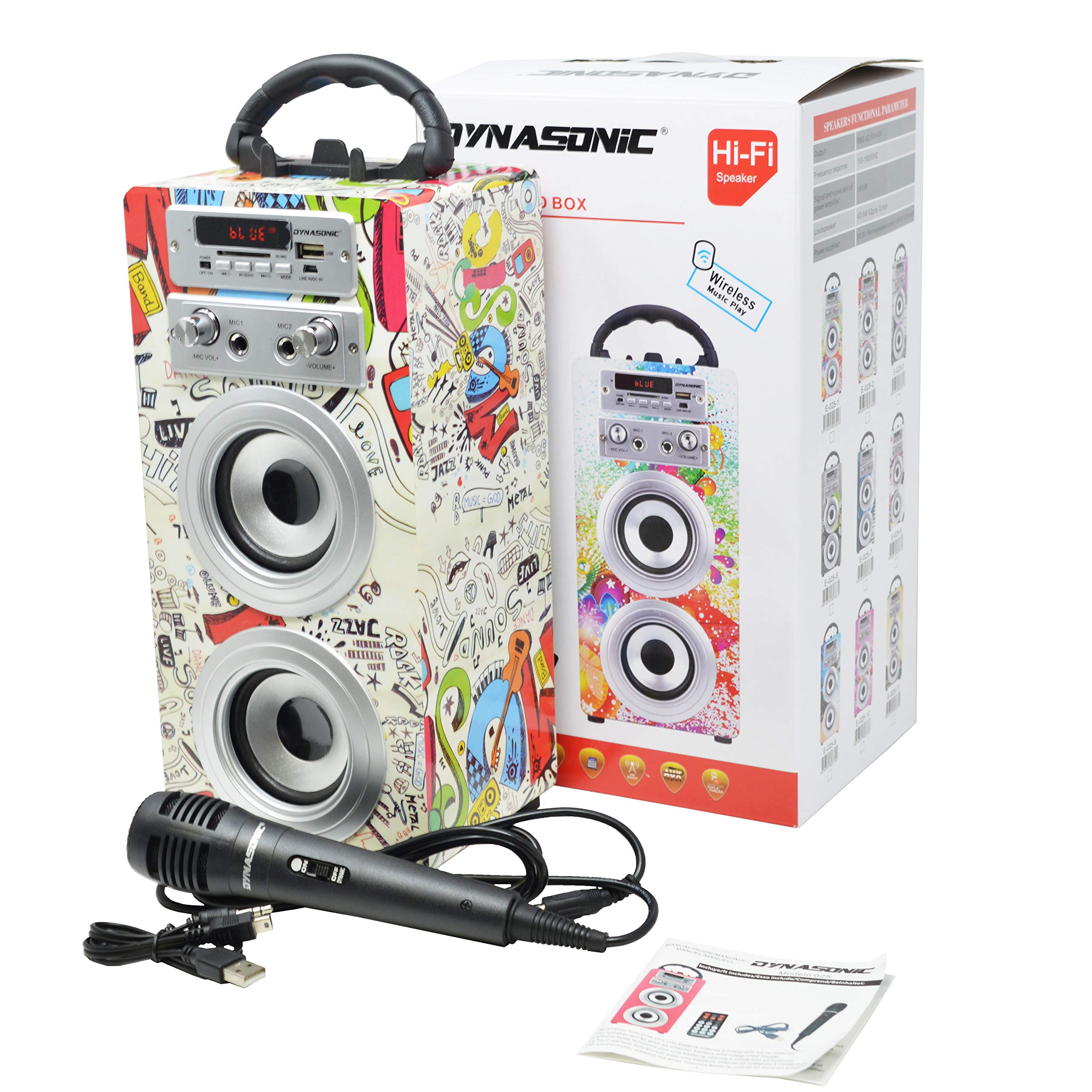 Dynasonic 025-12 Altavoz Bluetooth con Karaoke + 2 Micrófonos